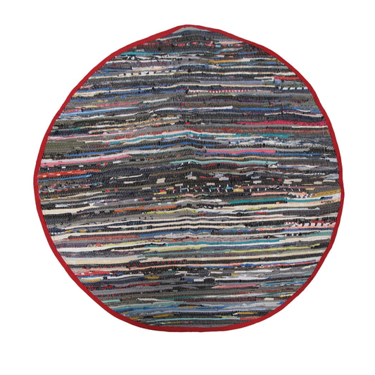 Cotton Chindi Round Mat Red
