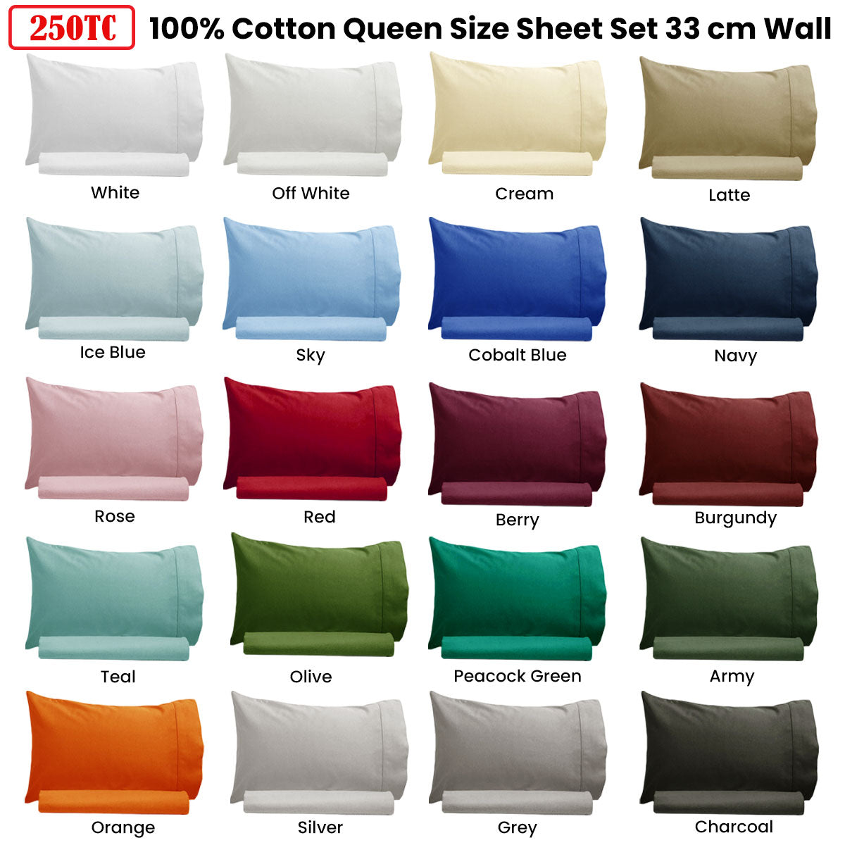 Artex 250TC 100% Cotton Sheet Set Single Cream