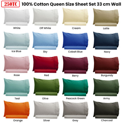 Artex 250TC 100% Cotton Sheet Set Single Cream