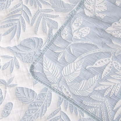 Bianca Laurieton Blue Jacquard Botanical Bedspread Set King Single