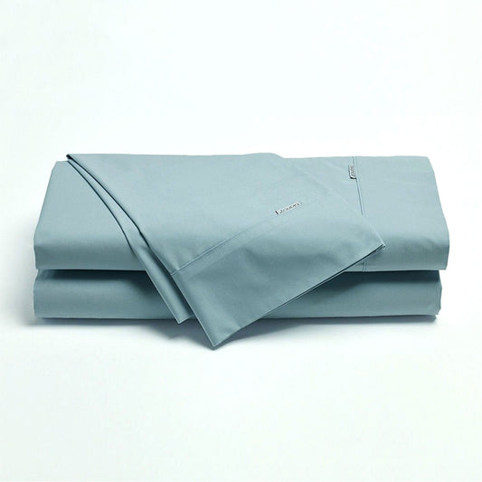 Bianca Heston Cotton Percale Sheet Set Steel Blue Long Single