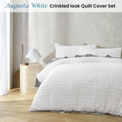 Accessorize Augusta White Ruched Quilt Cover Set Queen