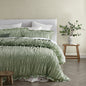 Vintage Design Homewares Haven Sage Washed Cotton Ruched Quilt Cover Set Queen