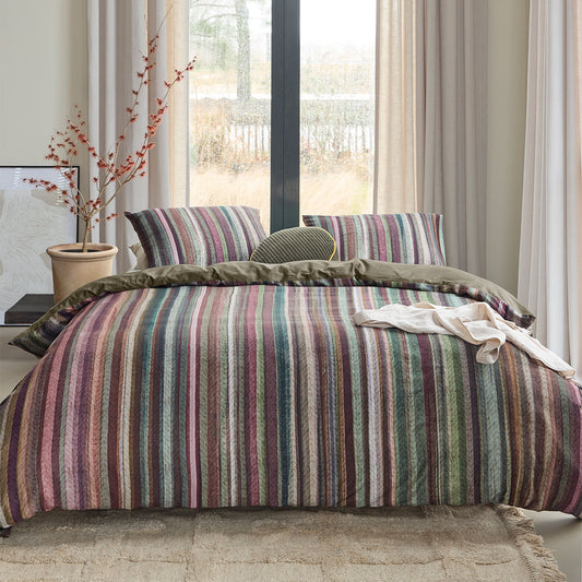 Bedding House Roman Multi Cotton Stripe Quilt Cover Set Queen