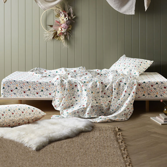Happy Kids Dino Mania Green Cotton Sheet Set Double