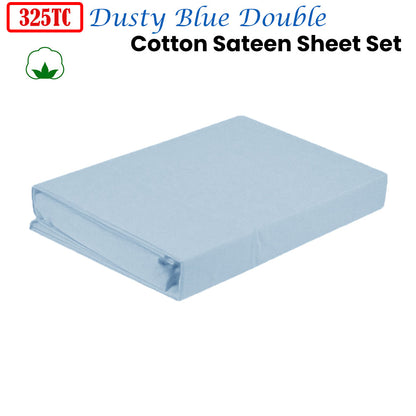 325TC 100% Cotton Sateen Sheet Set Dusty Blue Double