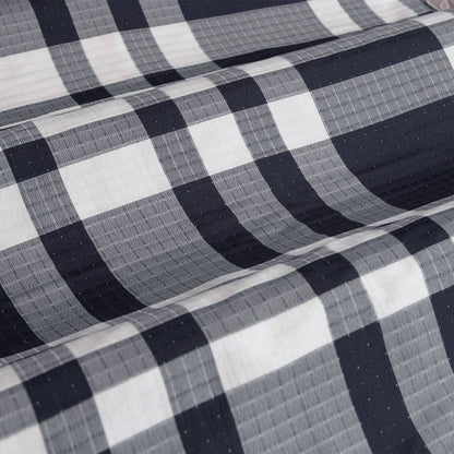 Ardor Ronan Navy Plaid Jacquard Quilt Cover Set Queen