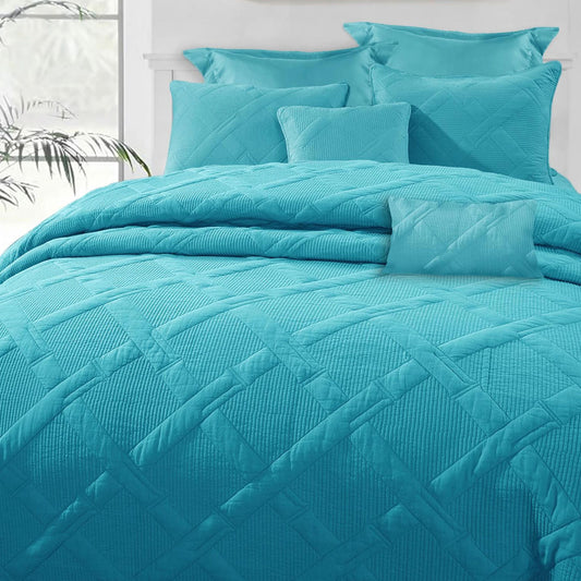 Ramesses Aqua 7- Piece Air Cloud Bamboo Blend Matelasse Comfort Set King