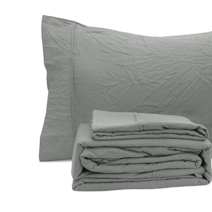 Ramesses Charcoal Pebble Wash Linen Look Alternative Sheet Set Queen