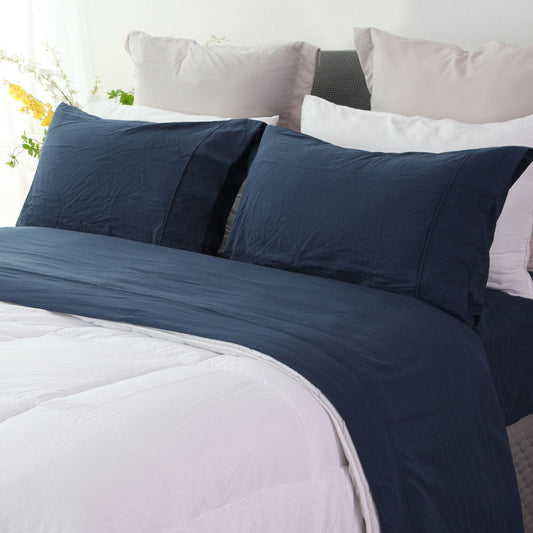 Ramesses Jeans Pebble Wash Linen Look Alternative Sheet Set Queen