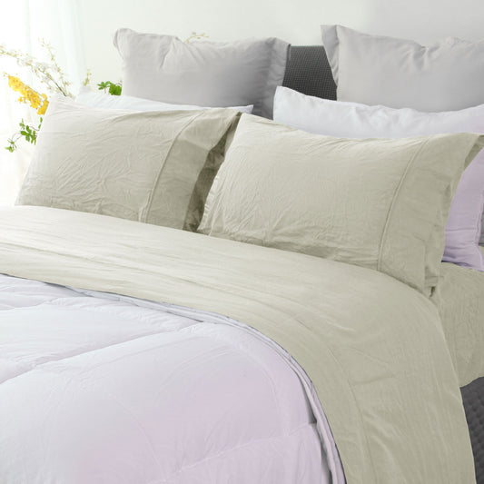 Ramesses Oatmeal Pebble Wash Linen Look Alternative Sheet Set Queen