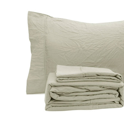 Ramesses Oatmeal Pebble Wash Linen Look Alternative Sheet Set Queen