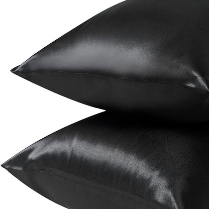 Pair of Standard Satin Silk Pillowcases with Envelope Closure 51 x 76 cm Ivory