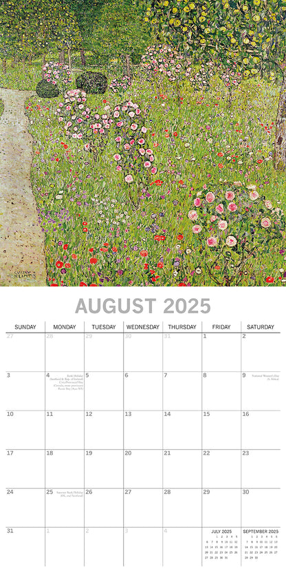 Klimt - 2025 Square Wall Calendar Arts Landscapes 16 Months Premium Planner Gift