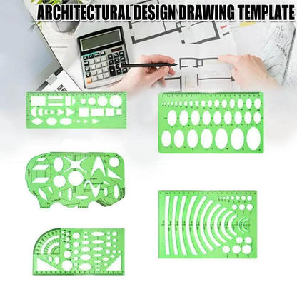 11Pcs Plastic Geometric Template Ruler Stencil Set Measuring Tool
