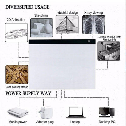 A3 LED Light Copy Tracing Art Tattoo Box Stencil Board Drawing Design Table Pad