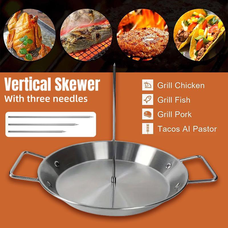 Stainless Steel Vertical Skewer Grill Pan Barbecue Kebab Rack Grill Cooking Tool