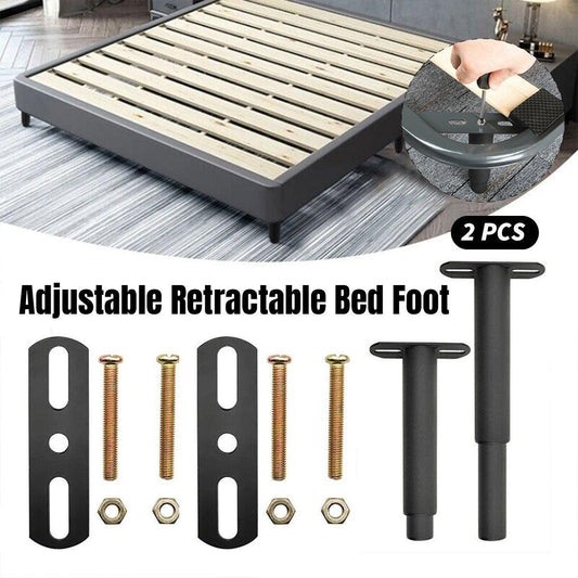 2PCS Bed Legs Adjustable Retractable Heavy Duty Bed Center Frame Support Feet