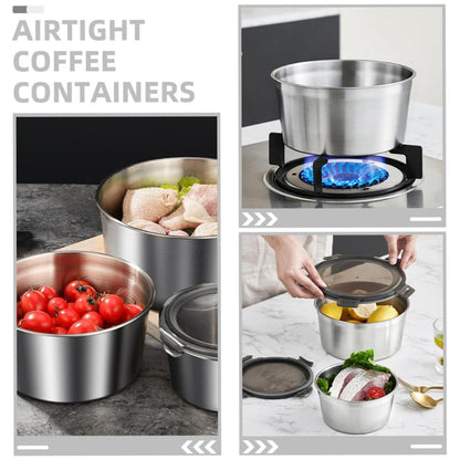 Stainless Steel Box Set 4pcs Sealed Lunch Food Container Refrigerator Use