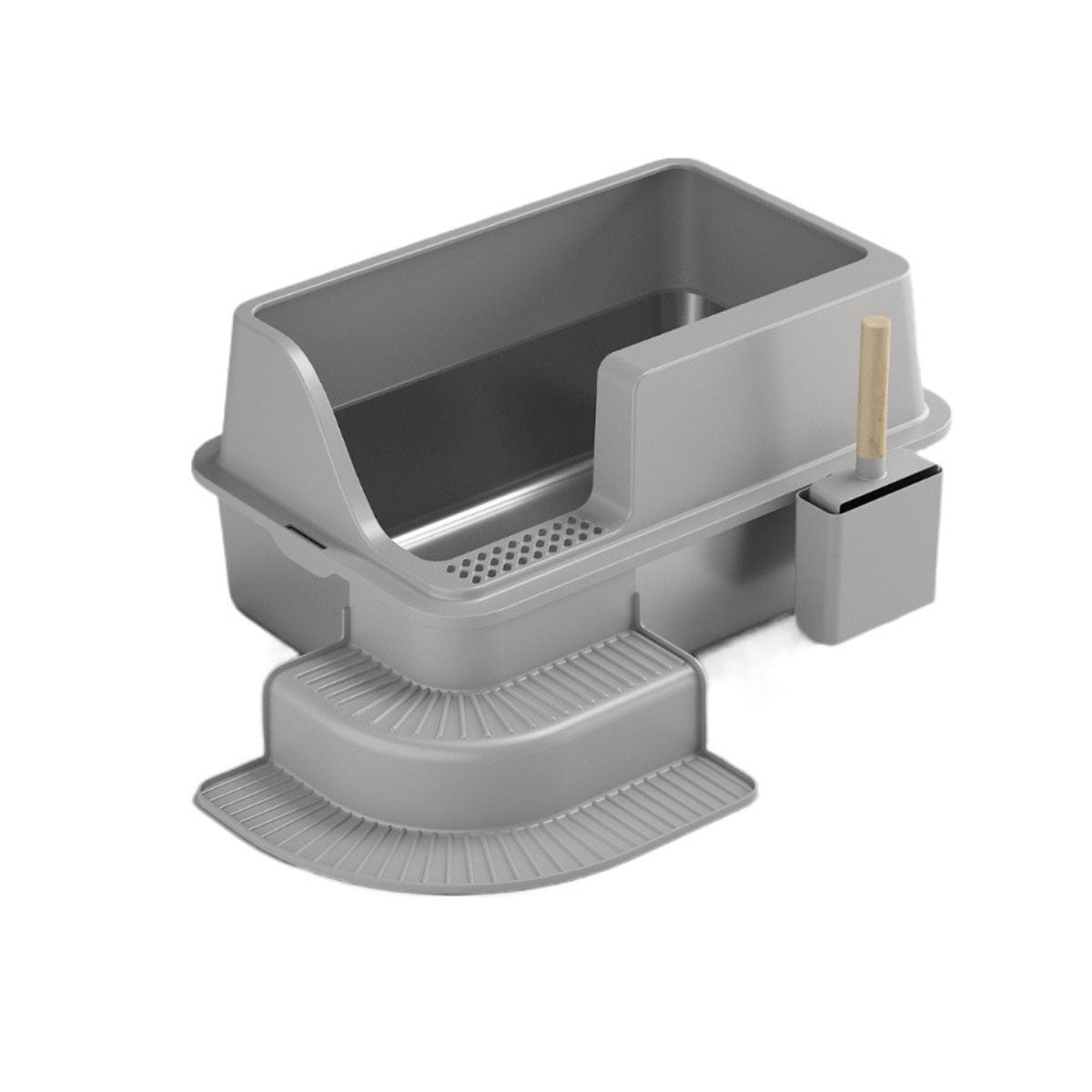 Semi Enclosed Large Stainless Steel Cat Litter Box Durable Easy Clean Cat Toilet