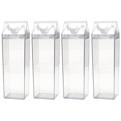4pcs Large Capacity Square Mug Transparent Plastic Water Juice Drinking Cups