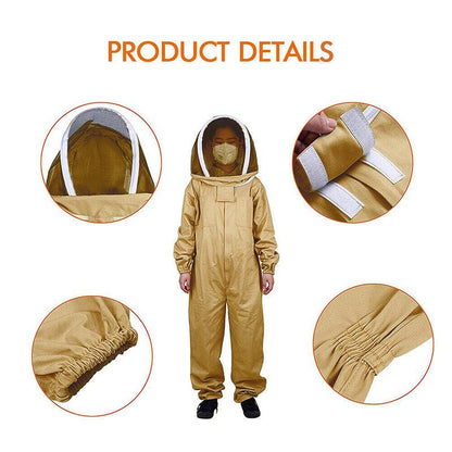Full Beekeeping Suit Bee Suit Heavy Duty Leather Ventilated Keeping Gloves - L （with Gloves）