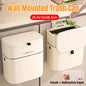 Wall Mounted Hanging Waste Bin with Lid Household Cabinet Trash Can Cream White