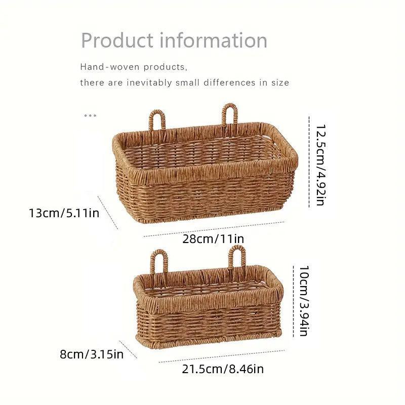 Wall-Mounted Rattan Style Hanging Storage Basket Kitchen Vegetable Fruit Basket - Large