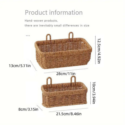 Wall-Mounted Rattan Style Hanging Storage Basket Kitchen Vegetable Fruit Basket - Large