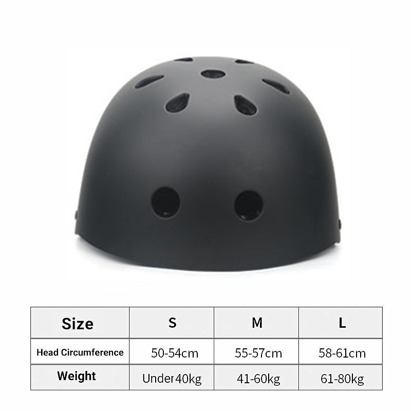 Black Bike Skate Helmet with Adjustable Fit Lightweight Protective Design 3 Sizes - S