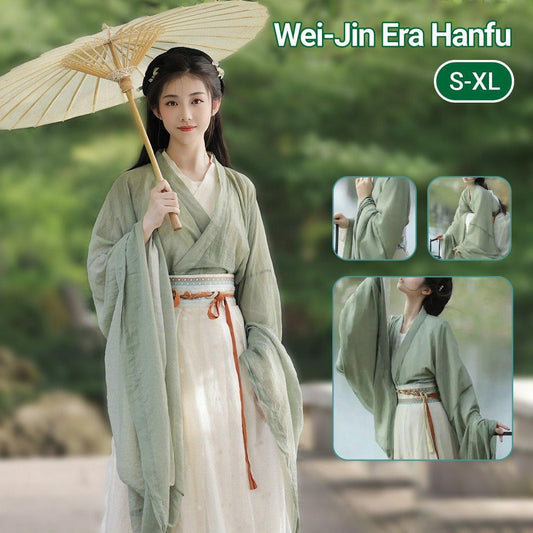 Traditional Chinese Hanfu Dress Green Wei Jin Style Vintage Cosplay Costume - M