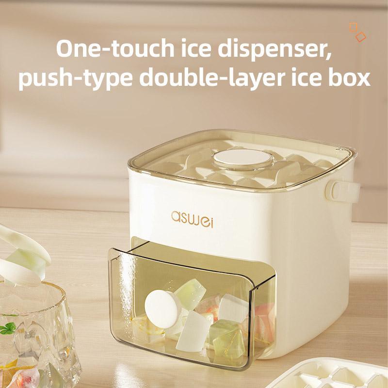 Portable Ice Compartment Cube Mold Plastic Ice Making Box and Ice Cube Holder