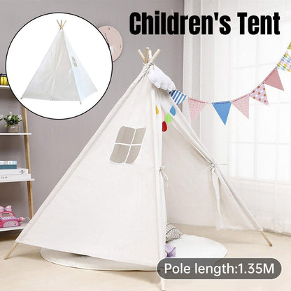 Large Cotton Canvas Teepee Tent Pretend Play House for Boy and Girls Wigwam Gift