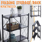 3-Tier Black Foldable Kitchen Storage Rack No-Drill Microwave Oven Shelf Stand