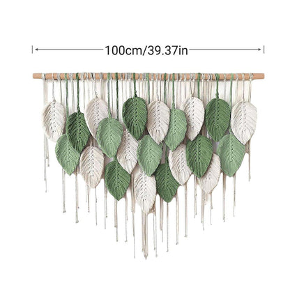 Cotton Rope Woven Leaves Tapestry Wall Hanging for Living Room Bedroom Decor