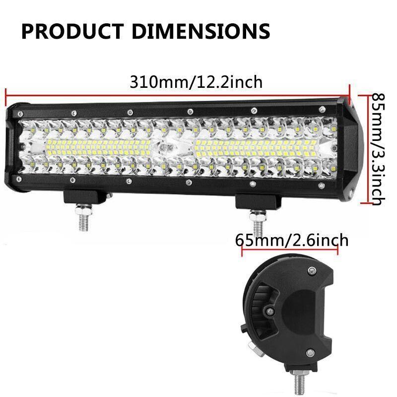 12 Inch Cree Led Light Bar Side Shooter Combo Beam Work Driving Offroad 4Wd