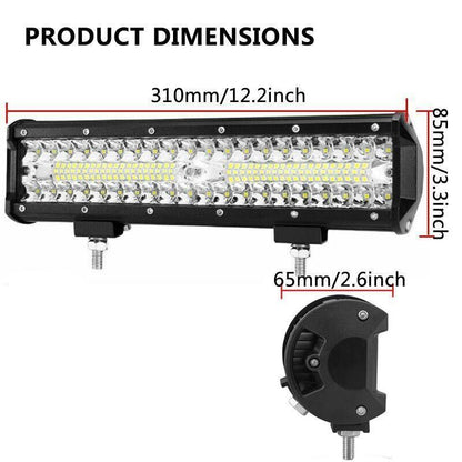 12 Inch Cree Led Light Bar Side Shooter Combo Beam Work Driving Offroad 4Wd