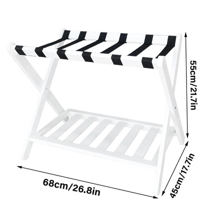 Foldable Luggage Rack Stand Portable Black Storage Shelf for Bedroom Travel