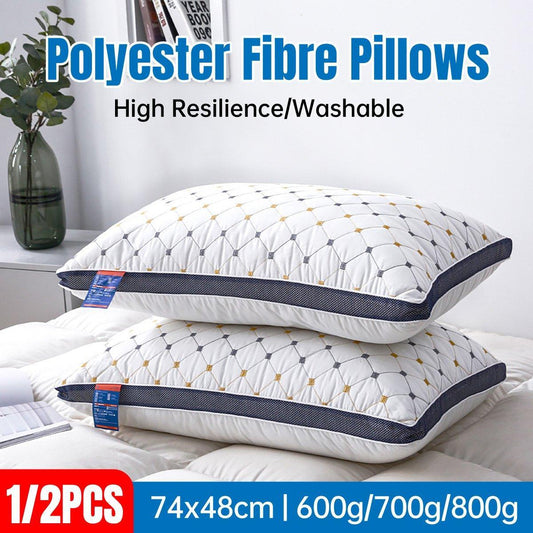 1/2PCS Hotel Style Polyester Fibre Pillow Washable High Rebound Support - 700g