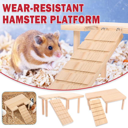 Hamster Wood Stand Platform with Ladder Small Animal Toy Hamster Rat Accessories - U-shape