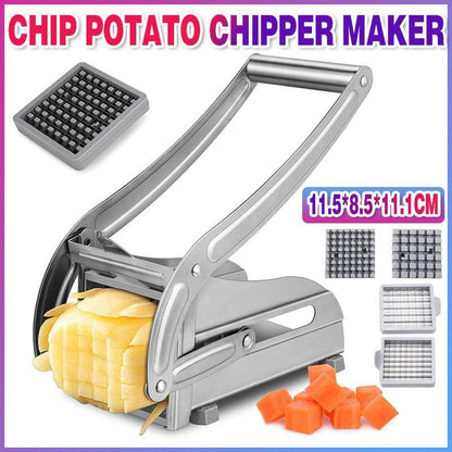 Chip Potato Chipper Maker French Fries Dicer Slicer Chopper Cutter and 2 Blades