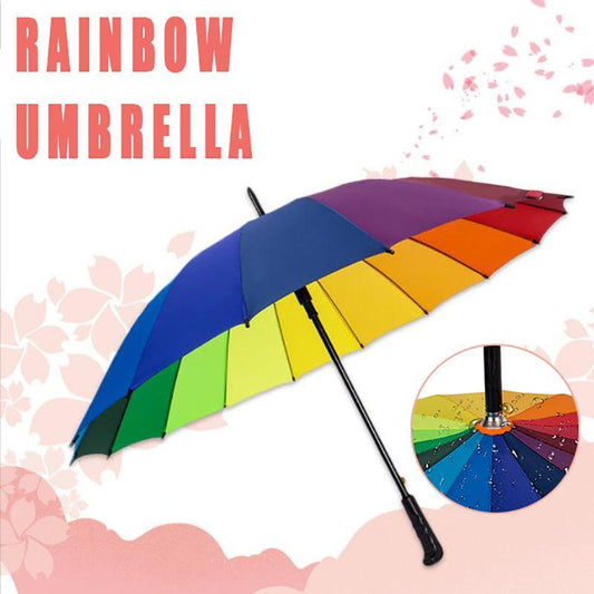 16 Ribs Large Rainbow Umbrella Fashion Straight  Long Handle Anti Uv Sun Rain Au