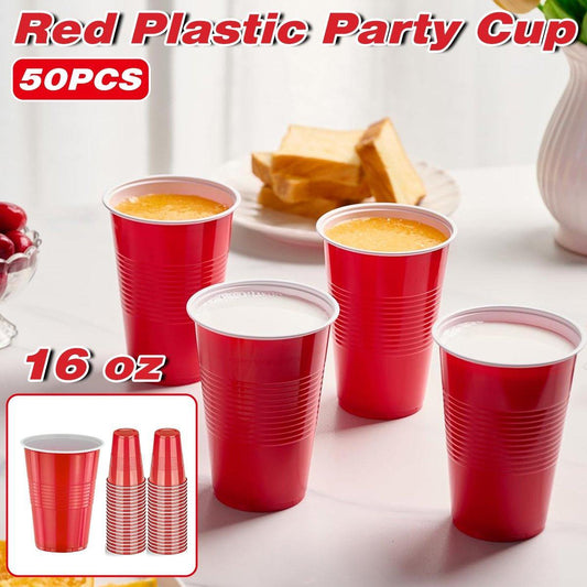 50pcs Red Plastic Beer Pong Cups Reusable Party Cups Drinking Game Supplies