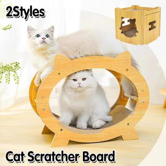 Durable Cat Scratcher Lounge Corrugated Scratching Wood Board - Oval