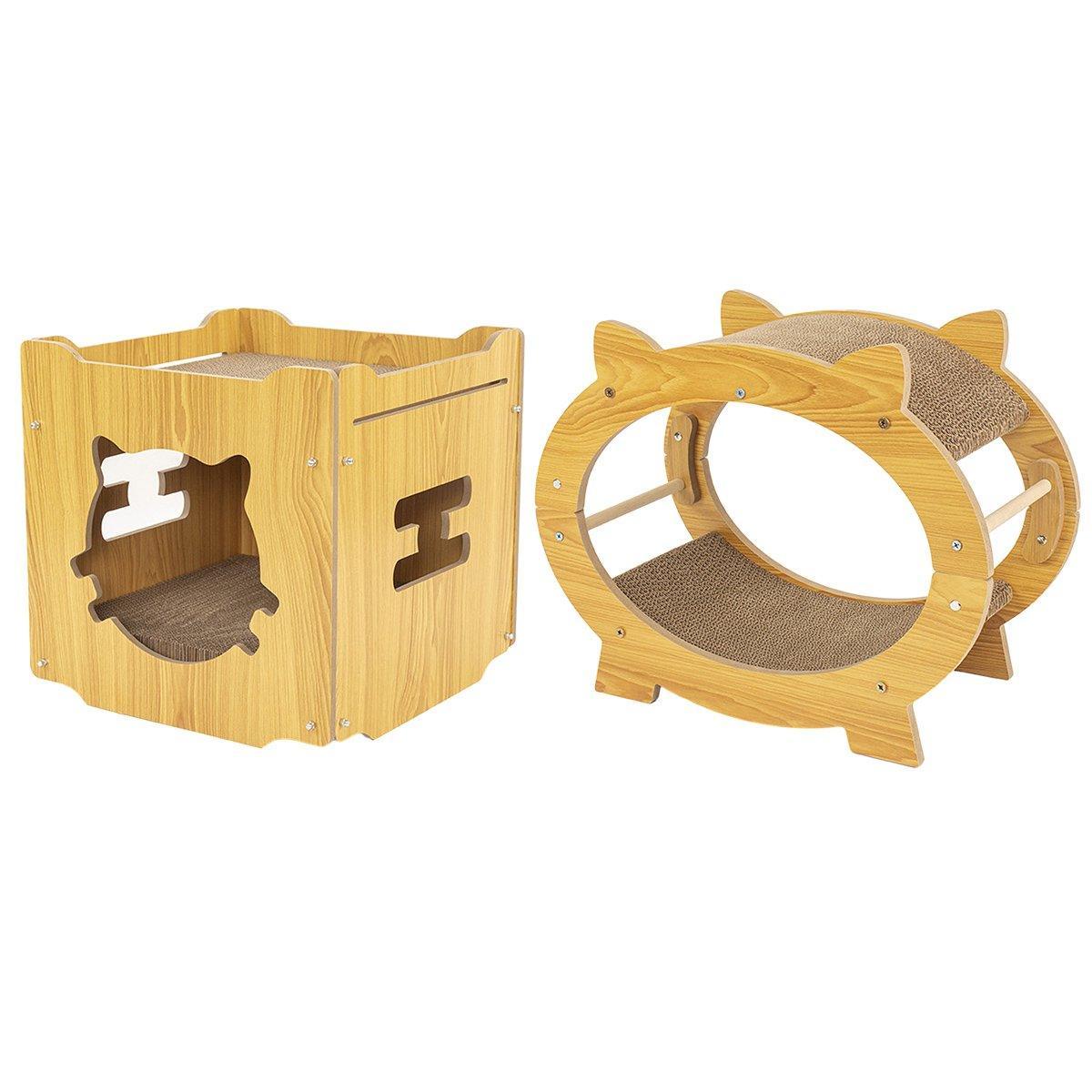 Durable Cat Scratcher Lounge Corrugated Scratching Wood Board - Oval