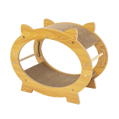 Durable Cat Scratcher Lounge Corrugated Scratching Wood Board - Oval