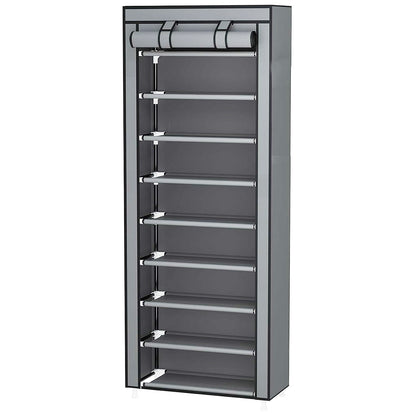 10 Tier Black Shoe Rack Dustproof Organiser Shoe Storage Cabinet for Home Use