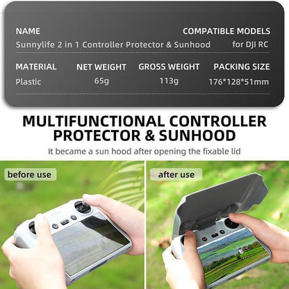 2 in 1 Screen Protector Sun Hood Cover for DJI RC Mini 3 Pro Mavic Air 2S
