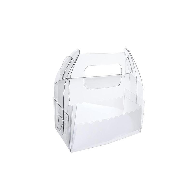 50PCS Portable Pastry Boxes Portable Cake Box Paper Cookie Boxes Sandwich Box - L-Transparent+White inner tray