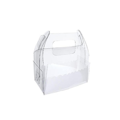 50PCS Portable Pastry Boxes Portable Cake Box Paper Cookie Boxes Sandwich Box - L-Transparent+White inner tray